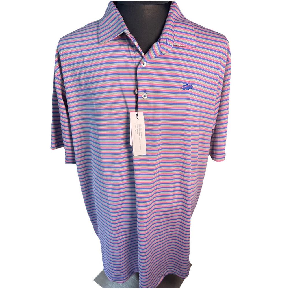 Turtleson Men’s Pink Purple Striped Golf Polo Size 2 XL NEW With Tags